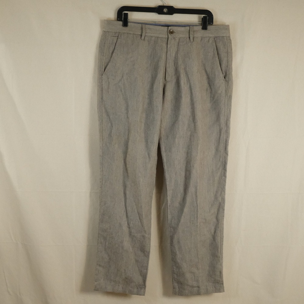 Banana Republic 34x32 Aiden Fit Chino Pants Tan Linen Cotton Blend Casual Mens